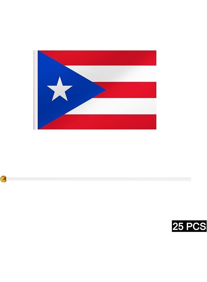 Puerto Rico Flag A5 Size Handheld – Fabric Country Flag with Stick – Red, White & Blue – Pack of 5 - Image 2